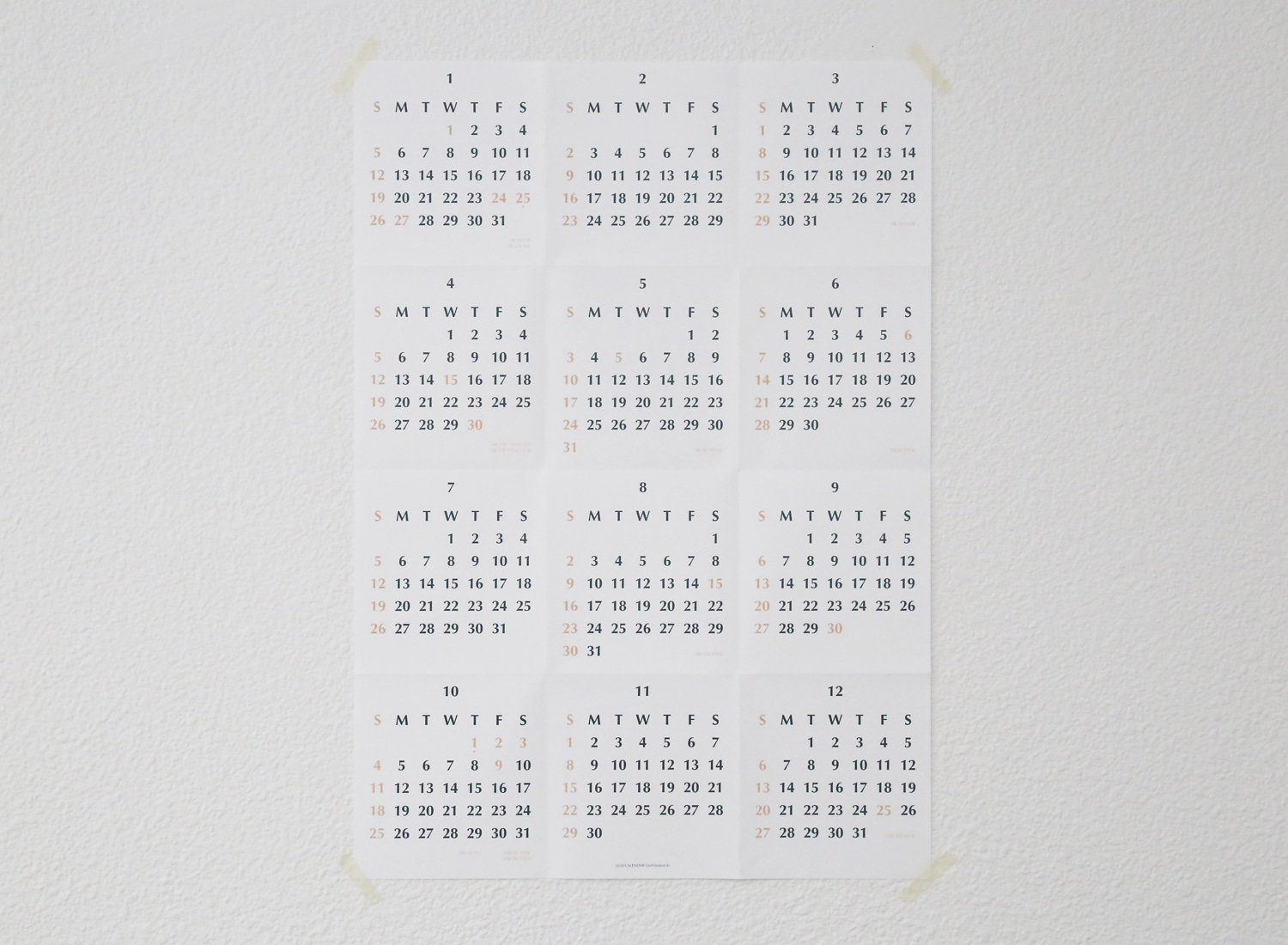2020 Wall Calendar vertical